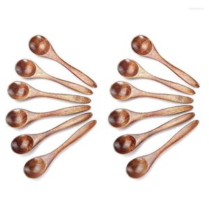 Kahve Kepçeleri Küçük Ahşap Kaşıklar 12 PCS TEASPOON Yemek pişirme çeşnileri kaşık mini bal günlük kullanım