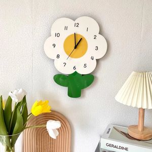 Zegary ścienne kreskówkowe kwiat kawaii zegar dekoracje domu studiuj wycisze salon sypialnia pokoje dla dzieci proste słodkie prezent 231030