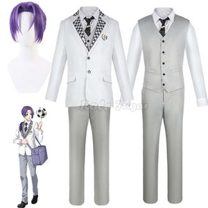 Anime blå lås reo mikage cosplay vuxna män skjorta byxor rockar kostymer vit dk skol uniform peruk halloween kostym ny