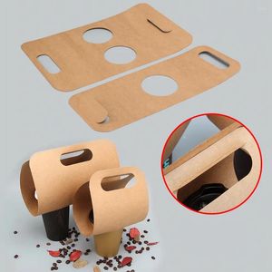 使い捨てカップストロー50pcs Kraft Paper Cup Holder 7cm 8cmポータブル飲料プラスチックパッケージボックスコーヒーテイクアウトボックス