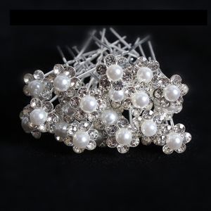 Brudens hårgaffel Pin U-Clip Diamond Pearl Flower Hairpin Headboard Rhinestone Ornament 20 PCS lådor