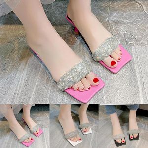 Sandals Fashion Spring Summer Women Rhinestone High Heel Open Toe Sexy 2 Strap