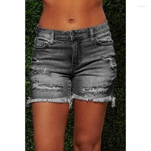 Shorts femininos 2023 verão mulheres casuais jeans curtos moda cintura alta denim plus size feminino buraco rasgado bolso all-match