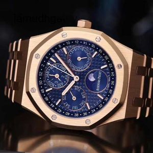 AP Swiss Luxury Wrist Watches Royal AP Oak Series 26574BA التقويم الدائم للرجال أزياء الظهر الظهر الشفافة الشفافة