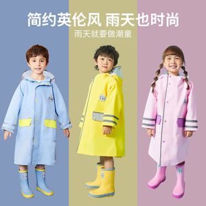 Rain Gear Solid Color Children's Raincoat Fullbody Suit Can Be Folded Elementary School Students Boots Set 231031