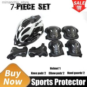 Skate Protective Gear Thicked Roller Skating Skateboard Helm 7 Uppsättningar av skyddsutrustning Sport Knäskydd och armbågskuddar Barn Vuxna Q231031