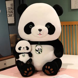 Plush dockor Cuddly China Panda Doll Toy fylld fluffig zoo djur hängande hänge plushie peluche pojkar flickor födelsedagspresent 231031