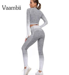 Sömlös 2 -bitar Aktiv träningskläder Yogauppsättning för kvinnor Leggings Sport Fitness Gym Set Womens Outfits Pink Tracksuit2620439