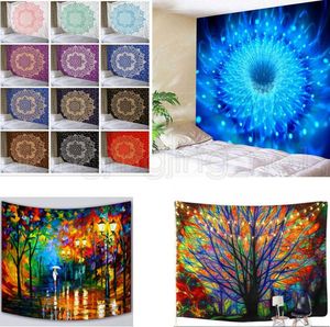 200150cmtree Flower Filt Tapestry Wall Hanging Forest with Birds Bohemian Hippie Tapestry For Bedroom Living Room Yoga Mat cov7554402