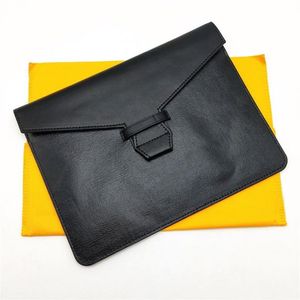 Mode Men Women Clutch Bag Classic Document Bags Pouch Memo Cover Caoted Canvas med äkta läderkvitto Pouch Cover Clutch 291Z