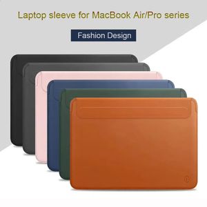 Laptop påsar Laptop Sleeve Case for Air 13 M2 A2681 Ultra-Thin Leather Notebook Case for Pro 16 14 Waterproof Laptop Bag 231030