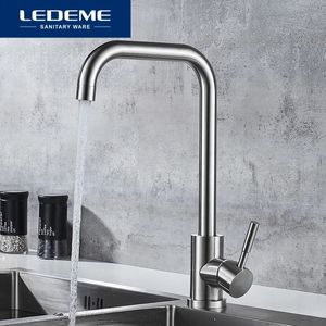 Kitchen Faucets LEDEME Faucet Stainless Steel Single Handle Hole Tap Brushed Mixer Taps L74998A4 3 231030