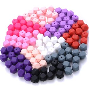 Teethers Toys 14mm 10PcsLot Food Grade Silicone Teething Beads Octagon for DIY Necklace Baby Teether Nurse Accessory 231031