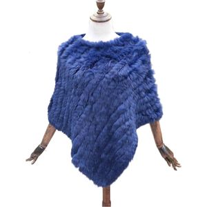 Szaliki ZDFURS * Zimowe dzianiny naturalne futra królika Poncho moda królicza futro szal oryginalne futro królika ospanie kobiety futra Poncho 231031