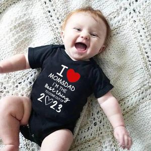 Macacão eu amo mamãe papai bebê menino menina roupas 2023 coisa infantil moda algodão verão nascido bodysuits uma peça