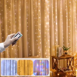 Outros suprimentos de festa de evento Cortina de Natal USB Garland LED Light String Controle Remoto Fairy Wedding Holiday Decoração para quarto casa ao ar livre 231030