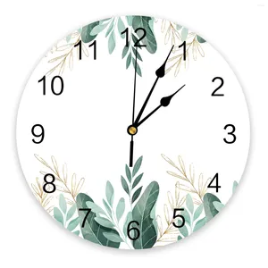 Настенные часы с зелеными тропическими растениями и листьями, большая детская комната, бесшумные часы, офисный домашний декор, подвесной подарок