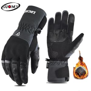 Fahrradhandschuhe SUOMY Winter-Motorradrennen Warmer, winddichter Motorrad-Motorradfahrer Reflektierender Touchscreen-Funktions-Moto-Handschuh 231031