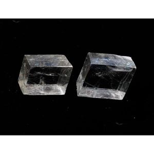 الفنون والحرف 2pcs طبيعية clear square calcite stones iceland spar quartz crystal rock energy energy elegmen healing5904728 dh9zv