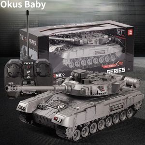 Carro elétrico RC 2023 Off road RC Tanque com som e luz Controle Remoto Veículo Crawler Track Tanks Kit Menino Brinquedos para Crianças Charing Bateria 231030