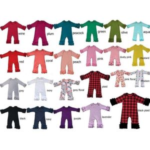 Strampler Herbst Winter Großhandel Baby Icing Rüschen Bein Strampler Senf Pflaume Oliv Pfau Boutique Born Einfarbig Pyjama Kleider Overall Dhp93