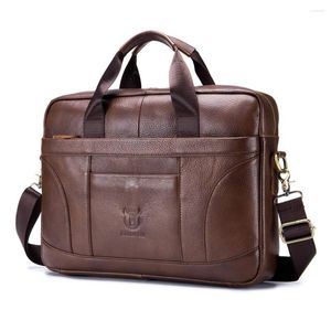 Briefcases Brand Genuine Leather Men's Briefcase Design Postman Male Handbags Vintage Business Computer Bag Fashion Messenger Shoulder