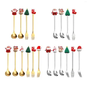 Set di stoviglie Natalizi Cucchiai Forchette Set Degustazione e pasticceria Cucchiaino da tè per zucchero Frutta Miscelazione Caffè Insalata