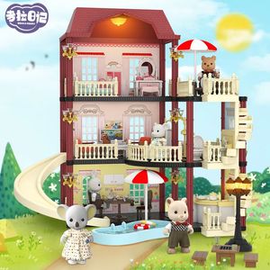 Dolls Christmas playhouse miniature dollhouse items furniture set pretend Toys princess castle kids toys 231030