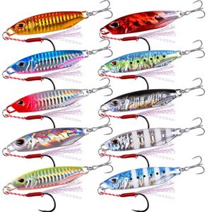 10pcs Metal Jig pesca pesca pesca pesca 10g-40g trolling isca dura Baixa de pesca isca de trava Truta Jigging Jigs Lures de água salgada Lures de pesca de pesca trolling isca de trollagem