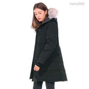 Ubrania Kanada Kobiety Parka grube futro Zdejmowane z kapturem Down Women's Slim Long Red Light Kurtki pod względem znamion