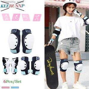 Skate Protective Gear 6pcs/Set Adult/Kids Kne Pads Elbow Pads Wrist Guards 6 I 1 Protective Gear Set for Roller Skate Skateboarding Scooter Cycling Q231031