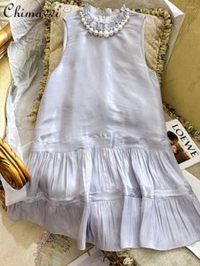 Abiti casual 2023 Estate Donna A-Line Abito senza maniche Moda Temperamento allentato Lady Vacation Seaside Girly Style Doll