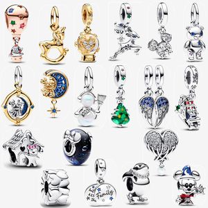 2024 New year Christmas Gift silver charms Sparkling Splitable Angel Wings Dangle pendant DIY fit Pandoras necklace ME bracelet for women designer jewelry with box