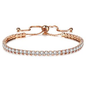 Nowa okrągła bransoletka tenisowa dla kobiet Rose Gold Srebrny kolor Cubic Crikonia Charm Bracelets Banles Femme Wedding Jewelry328f