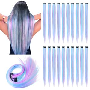 Gradient Invisible Seamless Natural One-piece Hair Hanging Ears Dyeing Synthetic Hairpiece for Color Long Hair Highlighting 55cm