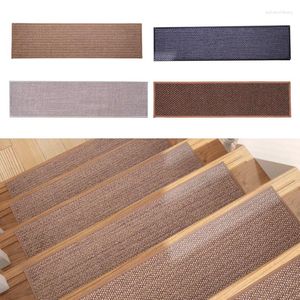 Carpets 1pcs 20x76cm Stair Mats Imitation Linen Non-slip Floor Carpet Self Adhesive Home Step Rugs Thicken Mute Pad