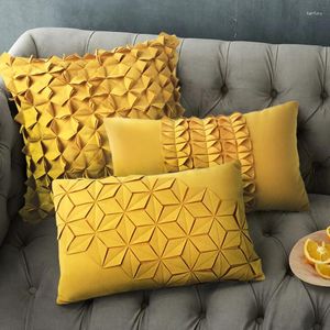 Pillow Cilected 45 45cm/50x30cm Creative Yellow Flowers Waist Cover Stereo Pleats Decorative Ruffles Pillowcase Sofa