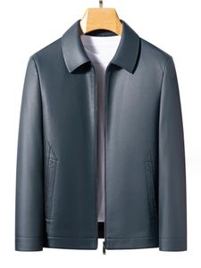 Couro masculino falso outono inverno moda jaqueta lapela negócios casual pele de carneiro fino grosso preto lago azul 231031