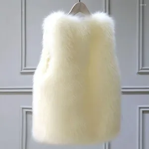 Kvinnors västar Lady Autumn Vest Women Furry Cozy Faux Päls för mjuk fluffig varm kofta plus storleksresistent vinter