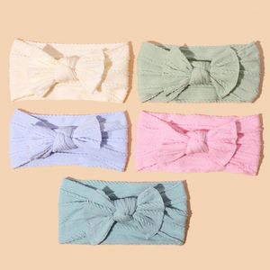 Hårtillbehör 60 st/Lot Macaron Color Cable Knit Nylon Baby pannband Knut Bow Turban Head Wrap 12 färger tillgängliga