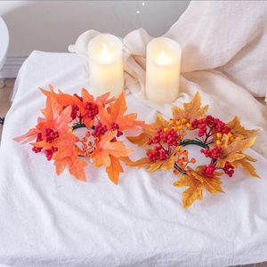 Candle Holders Artificial Rings Wreath 25cm Fall Decorative Holder Wreaths For Halloween Thanksgiving Decor Dropship