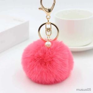 Mobile Phone Chain Creative Multi-colored Fur Plush Bag Keychain Pearl 8cm Imitation Rabbit Fur Ball Hanging Ornaments R231031