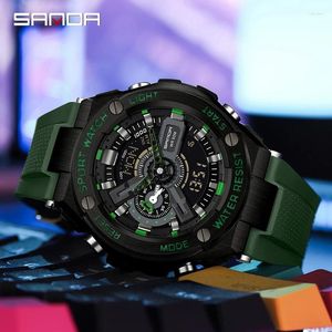 Zegarek Sanda luksusowe ręczne światło multi funkcjonalne sporty na świeżym powietrzu Waterproof Waterproof Barm Cuck LED Digital Męski nadgarstek