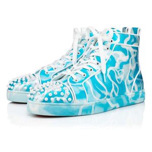 2023 Czerwone dna luksusowe mokasyny buty zwykłe mężczyźni kobiety wykonane w sneakers itlay skórzane multi kolorowe kolce vintage High Top Designer Bottomes Trenery Rozmiar 35-47 10a 17