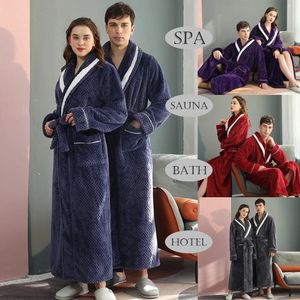 Men's Sleepwear Robe Flannel Knee Length Living Room Male Female