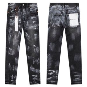 Jeans viola Uomo America Gamba skinny classica da uomo 33 stili di colore Designer da uomo Jeans strappati con disegni scarabocchiati Jeans DENIM VINTAGE WELL-WORN