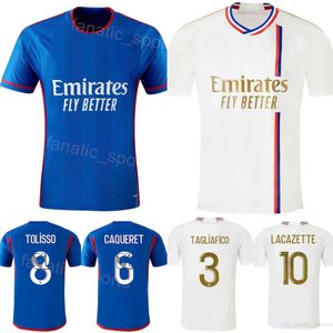 メンズ8トリッソサッカージャージLyons 6ケイヤレット18 Cherki 2 Diomande 22 Mata 24 Lepenant 7 Balde 47 Jeffinho 3 Tagliafico Football Shirt Kits 2023 24チームクラブユニフォーム