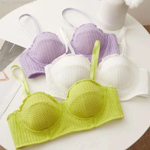 Ensemble de sous-vêtements français Sexy en dentelle douce, demi-tasse, mince rembourré, culotte et soutien-gorge pour femmes, BS132