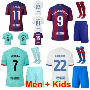 Men Youth 23/24 Soccer 23 Jules Kounde Jerseys Set 7 Ferran Torres 9 Robert Lewandowski 27 Lamine Yamal 1 Marc Andre Ter Stegen Ilkay Gundogan Football Shirt Club Basai