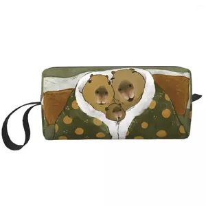 Torebki kosmetyczne niestandardowe rodzinne torba podróżna Capybara dla kobiet zwierząt zwierzakowe makijaż makijażowy Lady Beauty Storage Kit